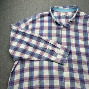 Tommy Bahama Island Zone Shirt Mens 3XL Long Sleeve Linen Blend Pink Blue Plaid